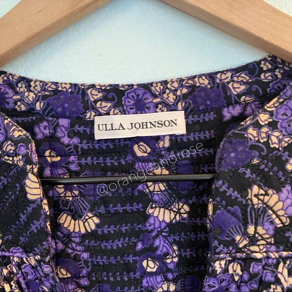 Ulla Johnson Purple Black Cotton Quilted Mini Dress 2 - Picture 3 of 16
